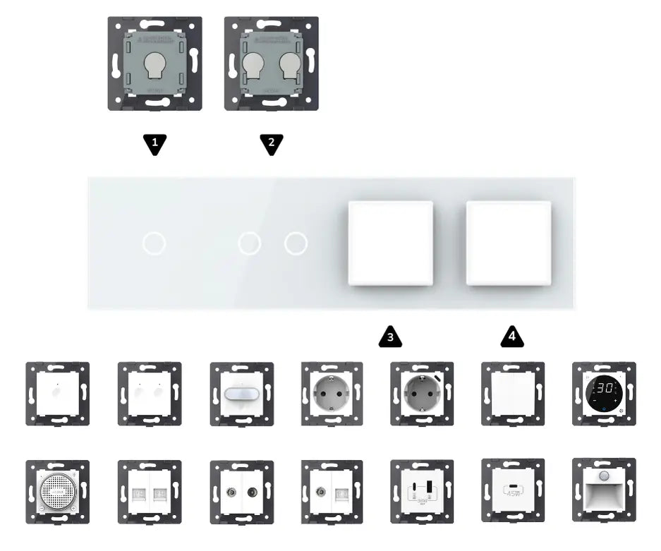 Construisez-le vous-même | Blanc | Cadre de recouvrement 1+2+SR+SR Livolo Nederland B.V.