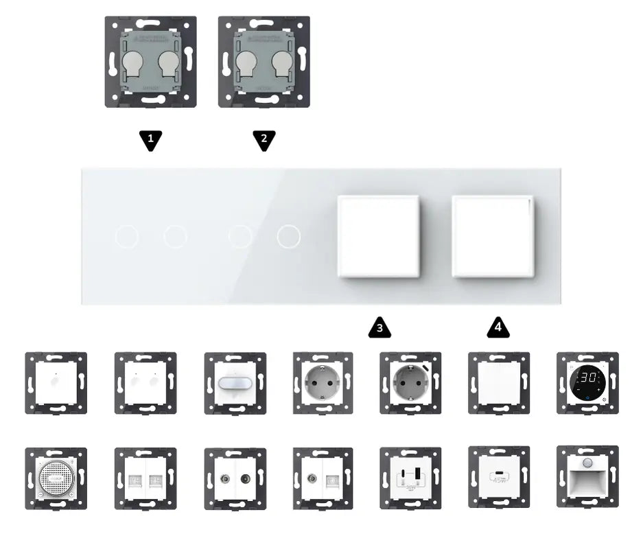 Construisez-le vous-même | Blanc | Cadre de recouvrement 2+2+SR+SR Livolo Nederland B.V.