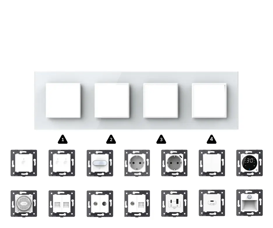 Construisez-le vous-même | Blanc | Cadre de recouvrement SR+SR+SR+SR Livolo Nederland B.V.