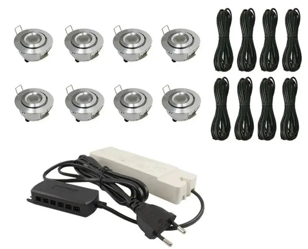 Complete Veranda Set | Deluxe 3 | Veranda verlichting 12V | Plug and Play | 8 Inbouwspots | Verstelbaar | Niet dimbaar Livolo Nederland