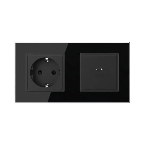 Livolo | Zwart | SR+SR | Wandcontactdoos | USB type C oplader Livolo Nederland B.V.