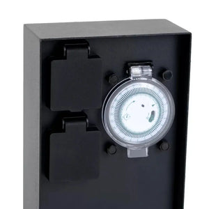 Buiten Wandcontactdoos | Zwart | 2 Stopcontacten | Breed | Waterdicht | Schakelklok Livolo Nederland B.V.