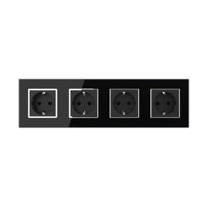 Livolo | Zwart | SR+SR+SR+SR | Wandcontactdoos | Chrome frame Livolo Nederland B.V.