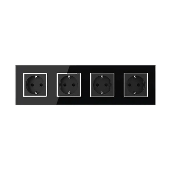 Livolo | Zwart | SR+SR+SR+SR | Wandcontactdoos | Chrome frame Livolo Nederland B.V.