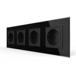 Livolo | Zwart | SR+SR+SR+SR | Wandcontactdoos Livolo Nederland