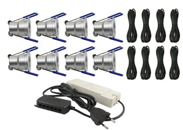 Complete Veranda Set | Deluxe 1 | Veranda verlichting 12V | Plug and Play | 8 Inbouwspots | Dimbaar Livolo Nederland