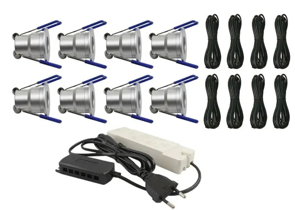 Complete Veranda Set | Deluxe 1 | Veranda verlichting 12V | Plug and Play | 8 Inbouwspots | Dimbaar Livolo Nederland