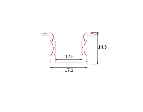 Profil | Intégré | 1 mètre | Droit | Aluminium | 17,3 x 14,5 | Bande LED COB