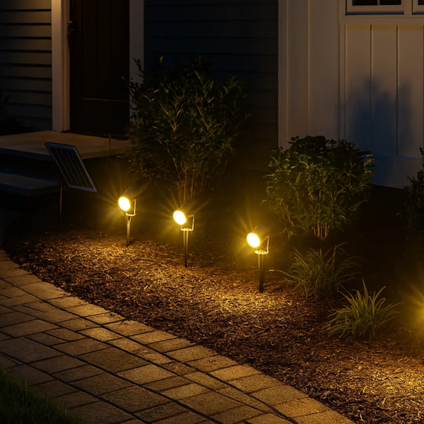 Ensemble de pot de jardin complet | Rechargeable - Plug de panneau solaire et lecture | 6 taches de jardin chaud / blanc