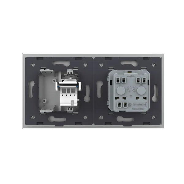 Livolo | Grijs | SR+SR | Wandcontactdoos | Telefoon | Blindplaat | France Livolo Nederland