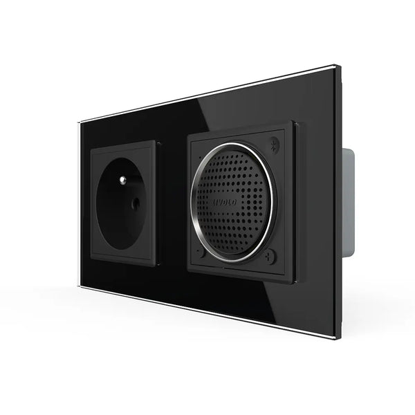 Livolo | Zwart | SR+SR | Wandcontactdoos | Bluetooth speaker | France Livolo Nederland