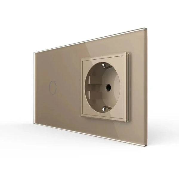 Livolo | Goud | 1+SR | Puls-potentiaal vrij contact | Schakelaar met wandcontactdoos Livolo Nederland B.V.