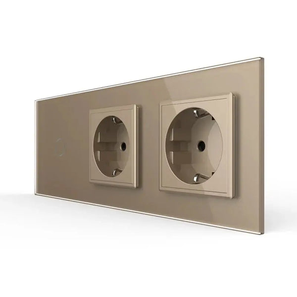 Livolo | Goud | 1+SR+SR | Aan/Uit | Wisselschakelaar met dubbele wandcontactdoos Livolo Nederland B.V.