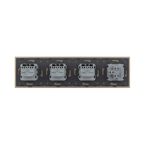 Livolo | Goud | 1+SR+SR+SR | Aan/Uit | Wipschakelaar met drie wandcontactdozen Livolo Nederland B.V.