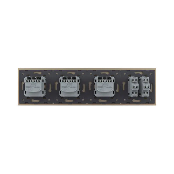 Livolo | Goud | 2+SR+SR+SR | Aan/Uit | Wipschakelaar met drie wandcontactdozen Livolo Nederland B.V.