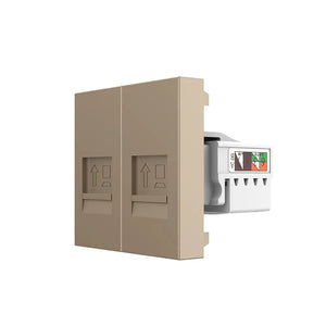 Gouden dubbele Cat6 data aansluiting met twee RJ45 poorten voor thuisnetwerk en kantoor