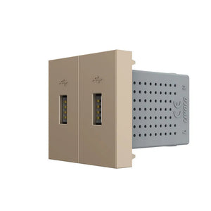 Gouden USB wandlader met twee aansluitingen voor telefoon, tablet en andere USB-apparaten