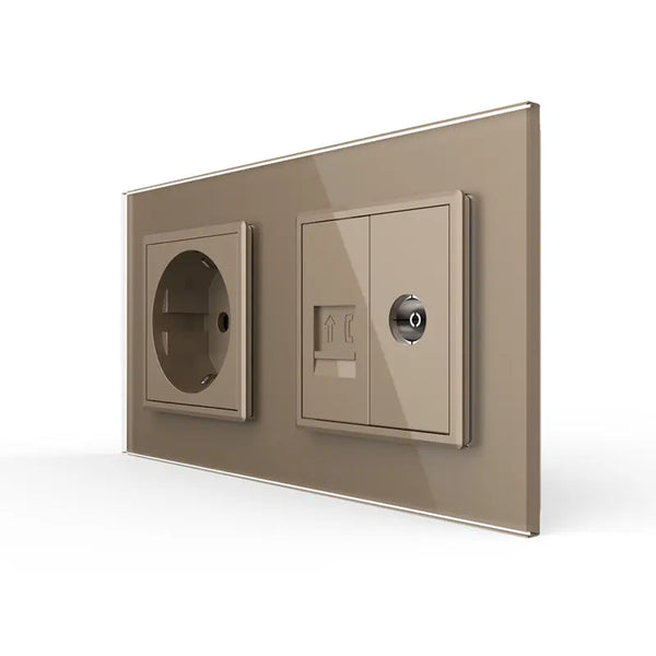 Livolo | Goud | SR+SR | Wandcontactdoos | Telefoon | TV Livolo Nederland B.V.