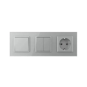 Livolo | Grijs | 1+2+SR | Aan/Uit | Wipschakelaar met wandcontactdoos Livolo Nederland B.V.