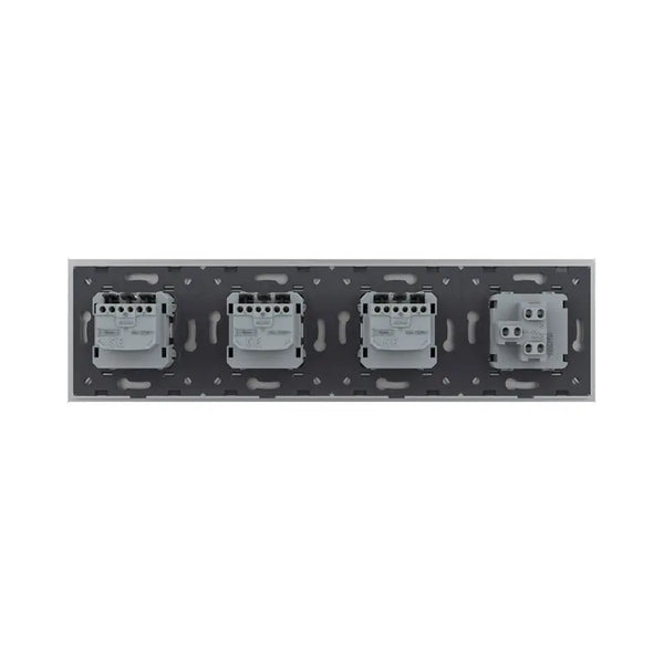 Livolo | Grijs | 1+SR+SR+SR | Aan/Uit | Wipschakelaar met drie wandcontactdozen Livolo Nederland B.V.