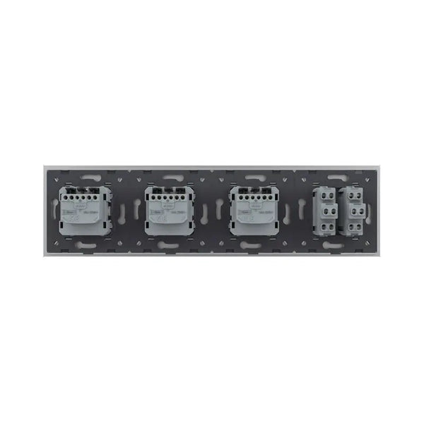 Livolo | Grijs | 2+SR+SR+SR | Aan/Uit | Wipschakelaar met drie wandcontactdozen Livolo Nederland B.V.