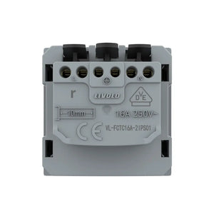 Achterzijde grijze Livolo SR stopcontactmodule met aansluitingen