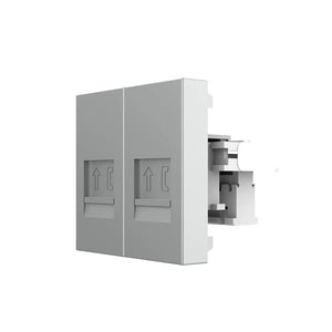 Grijze telefoon wandmodule met twee RJ11 poorten voor woning, kantoor of werkplek