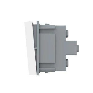 Witte inbouw schakelaar voor mechanische ventilatie zonder nuldraad in ronde inbouwdoos