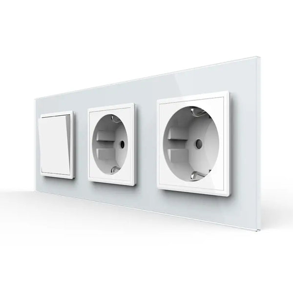 Livolo | Wit | 1+SR+SR | Aan/Uit | Wipschakelaar met dubbele wandcontactdoos Livolo Nederland B.V.