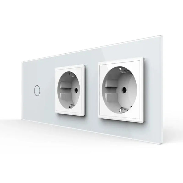 Livolo | Wit | 1+SR+SR | Dimmer | Wisselschakelaar met dubbele wandcontactdoos Livolo Nederland B.V.