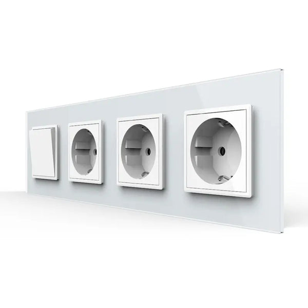 Livolo | Wit | 1+SR+SR+SR | Aan/Uit | Wipschakelaar met drie wandcontactdozen Livolo Nederland B.V.