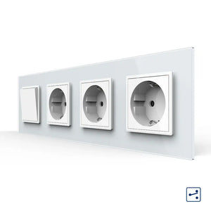 Livolo | Wit | 1+SR+SR+SR | Aan/Uit | Wissel | Wipschakelaar met drie wandcontactdozen Livolo Nederland B.V.