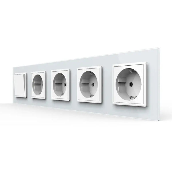 Livolo | Wit | 1+SR+SR+SR+SR | Aan/Uit | Wipschakelaar met vier wandcontactdozen Livolo Nederland B.V.