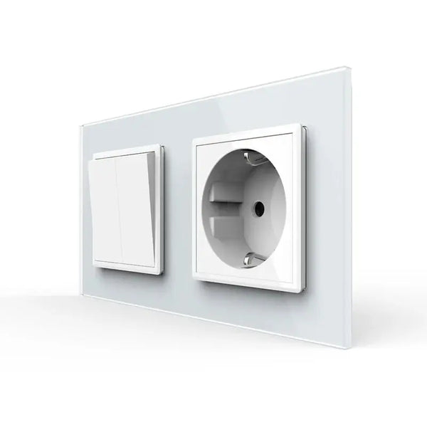 Livolo | Wit | 2+SR | Aan/Uit | Wipschakelaar met wandcontactdoos Livolo Nederland B.V.
