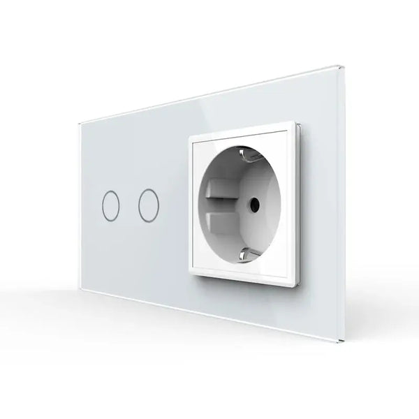 Livolo | Wit | 2+SR | Rolluik schakelaar met wandcontactdoos Livolo Nederland B.V.