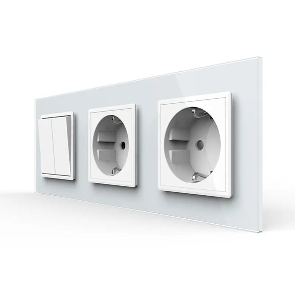 Livolo | Wit | 2+SR+SR | Aan/Uit | Wipschakelaar met dubbele wandcontactdoos Livolo Nederland B.V.