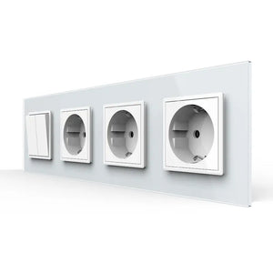Livolo | Wit | 2+SR+SR+SR | Aan/Uit | Wipschakelaar met drie wandcontactdozen Livolo Nederland B.V.