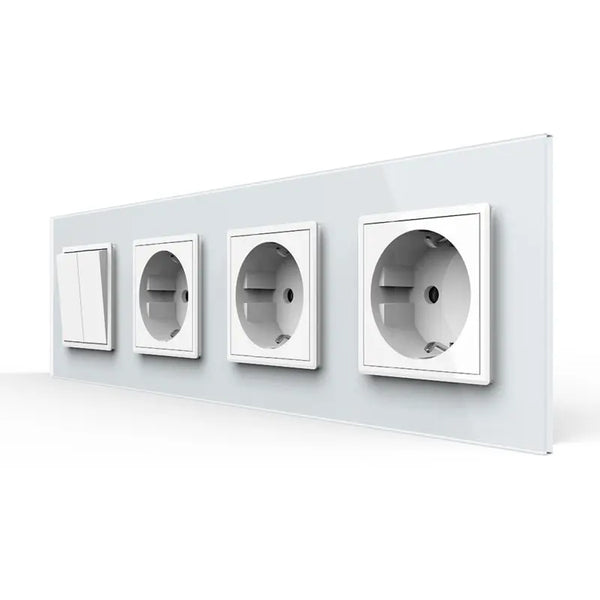 Livolo | Wit | 2+SR+SR+SR | Aan/Uit | Wipschakelaar met drie wandcontactdozen Livolo Nederland B.V.