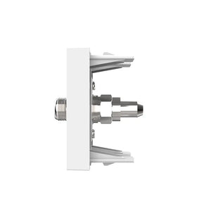 Witte female coax aansluiting voor satelliet met blindmodule in multimedia schakelmateriaal
