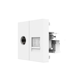Witte TV female aansluiting met RJ11 telefoonpoort voor multimedia en telefonie