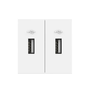 Witte dubbele USB oplader met twee laadpoorten voor gelijktijdig opladen van apparaten