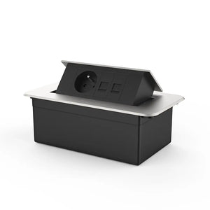 Livolo | Zilver | 2 | Pop-Up Stekkerdoos | Push | Inbouw | France | Stopcontact + Dubbel Netwerk - Zwart Livolo Nederland B.V.