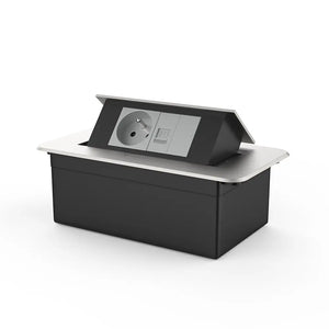 Livolo | Zilver | 2 | Pop-Up Stekkerdoos | Push | Inbouw | France | Stopcontact + Netwerk met Blindplaat - Grijs Livolo Nederland