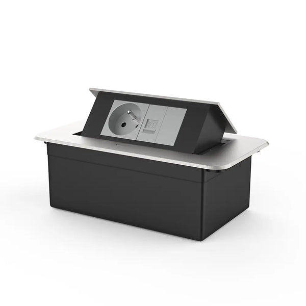 Livolo | Zilver | 2 | Pop-Up Stekkerdoos | Push | Inbouw | France | Stopcontact + Netwerk met Blindplaat - Grijs Livolo Nederland