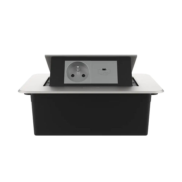 Livolo | Zilver | 2 | Pop-Up Stekkerdoos | Push | Inbouw | France | Stopcontact + USB-C - Grijs Livolo Nederland