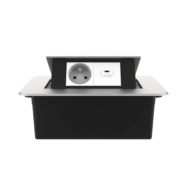 Livolo | Zilver | 2 | Pop-Up Stekkerdoos | Push | Inbouw | France | Stopcontact + USB-C - Wit Livolo Nederland