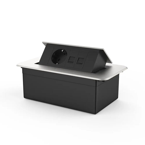 Livolo | Zilver | 2 | Pop-Up Stekkerdoos | Push | Inbouw | Wandcontactdoos + Netwerk cat.6 met Netwerk cat.6 - Zwart Livolo Nederland B.V.