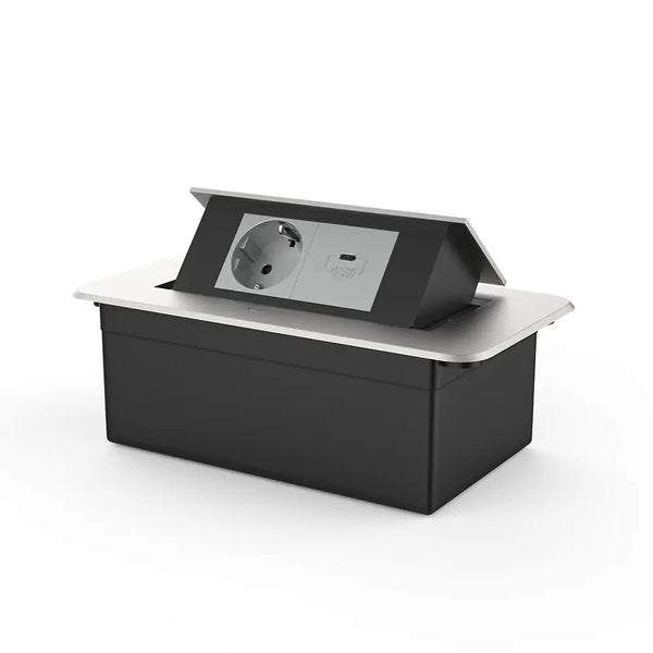 Livolo | Zilver | 2 | Pop-Up Stekkerdoos | Push | Inbouw | Wandcontactdoos + USB-C - Grijs Livolo Nederland B.V.