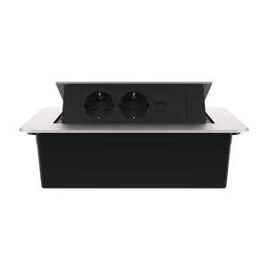 Livolo | Zilver | 3 | Pop-Up Stekkerdoos | Push | Inbouw | Dubbel Stopcontact + Netwerk cat.6 met Blindplaat - Zwart Livolo Nederland B.V.