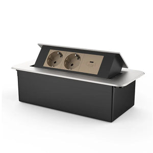Livolo | Zilver | 3 | Pop-Up Stekkerdoos | Push | Inbouw | Dubbel Stopcontact + USB-C Oplader - Goud Livolo Nederland B.V.